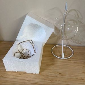 Glass open front bulb w/ matte white stand